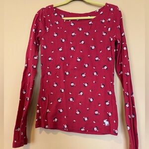 Abercrombie kids, boat, neck, floral, long sleeve ribbed top. Size 9/10.
